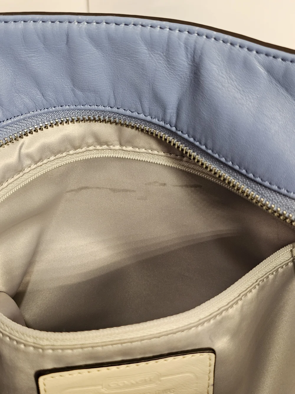 VTG Coach Alexandra Chain Chambray Leather Tote